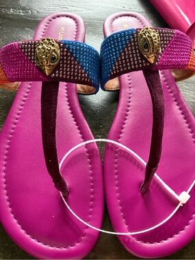 Kurt Geiger Pink Jeweled Toe-Post Sandals